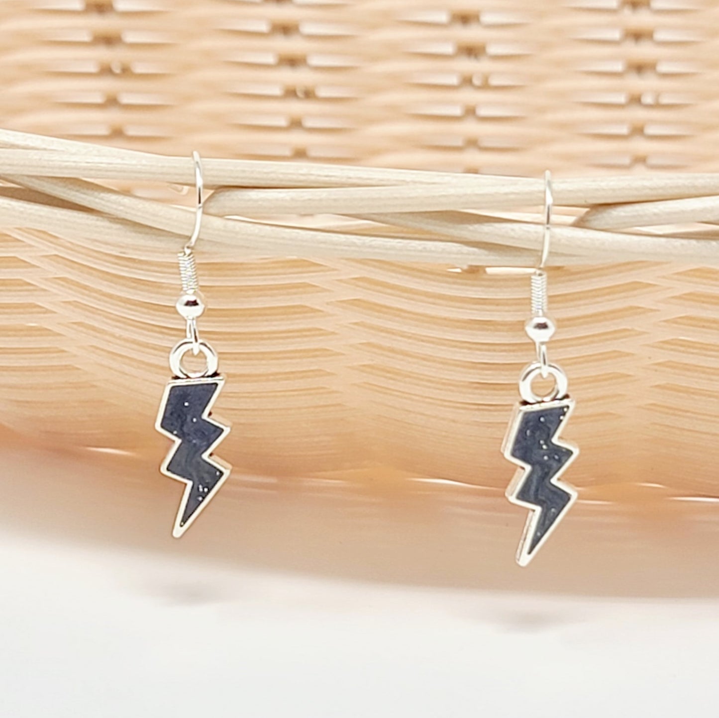 Earrings- Black Lightning Bolts