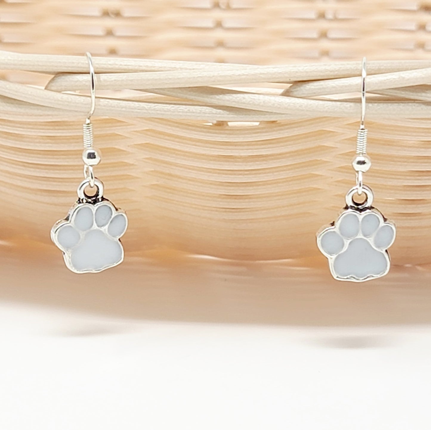 Earrings- White Paw Prints