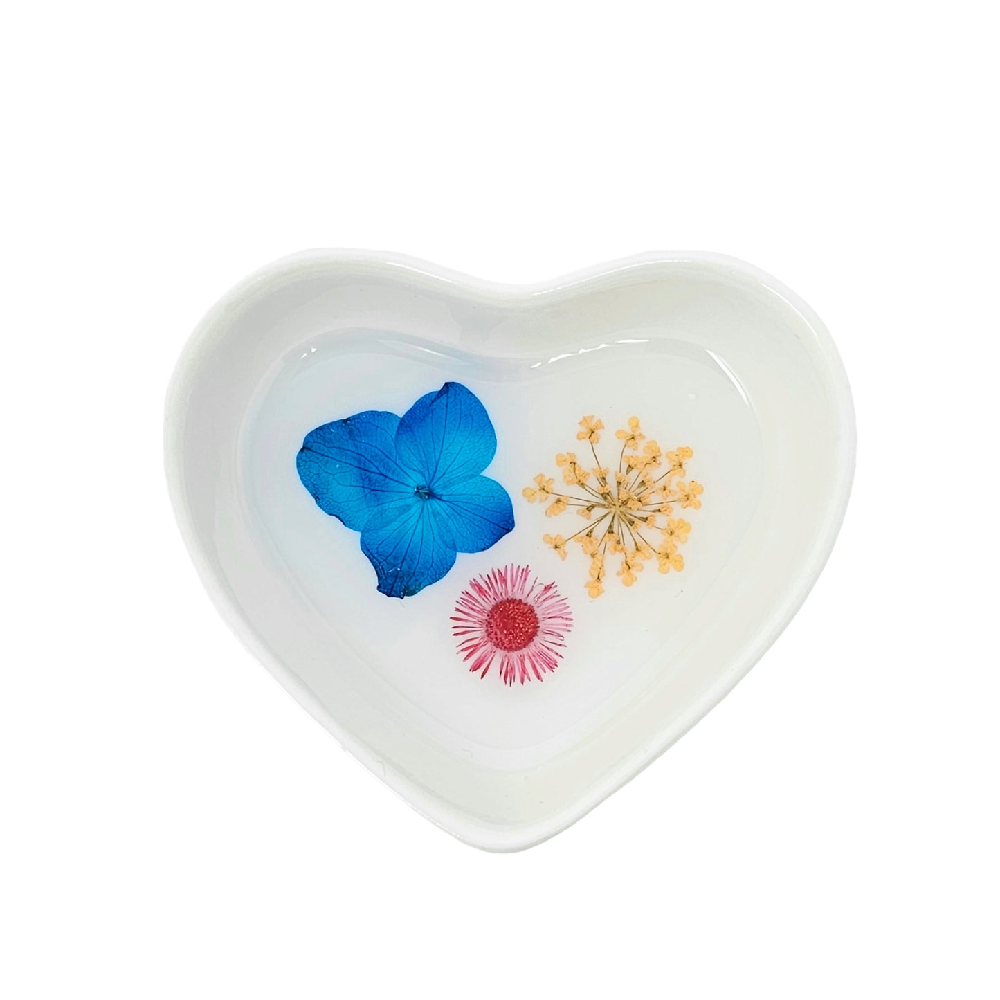 Pressed Flower Heart Shaped Trinket Dish