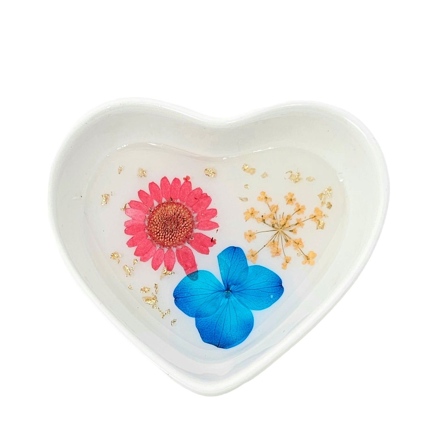 Pressed Flower Heart Shaped Trinket Dish