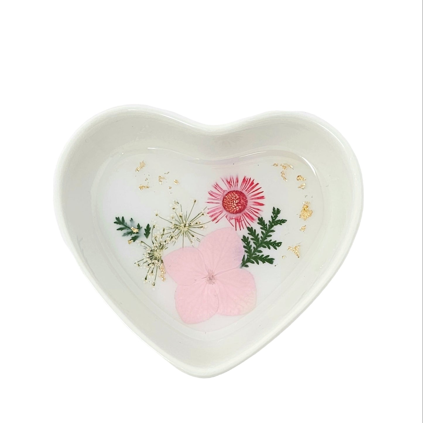 Pressed Flower Heart Shaped Trinket Dish