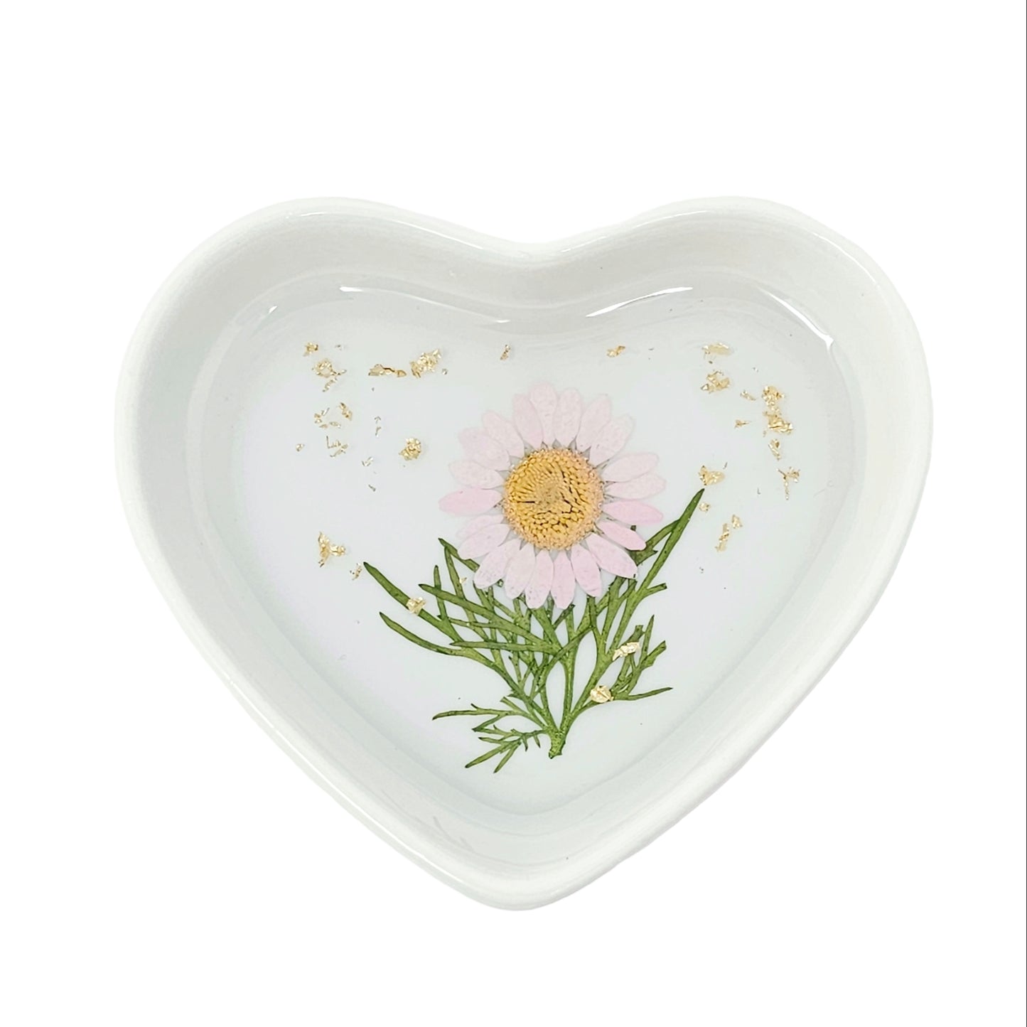 Pressed Flower Heart Shaped Trinket Dish