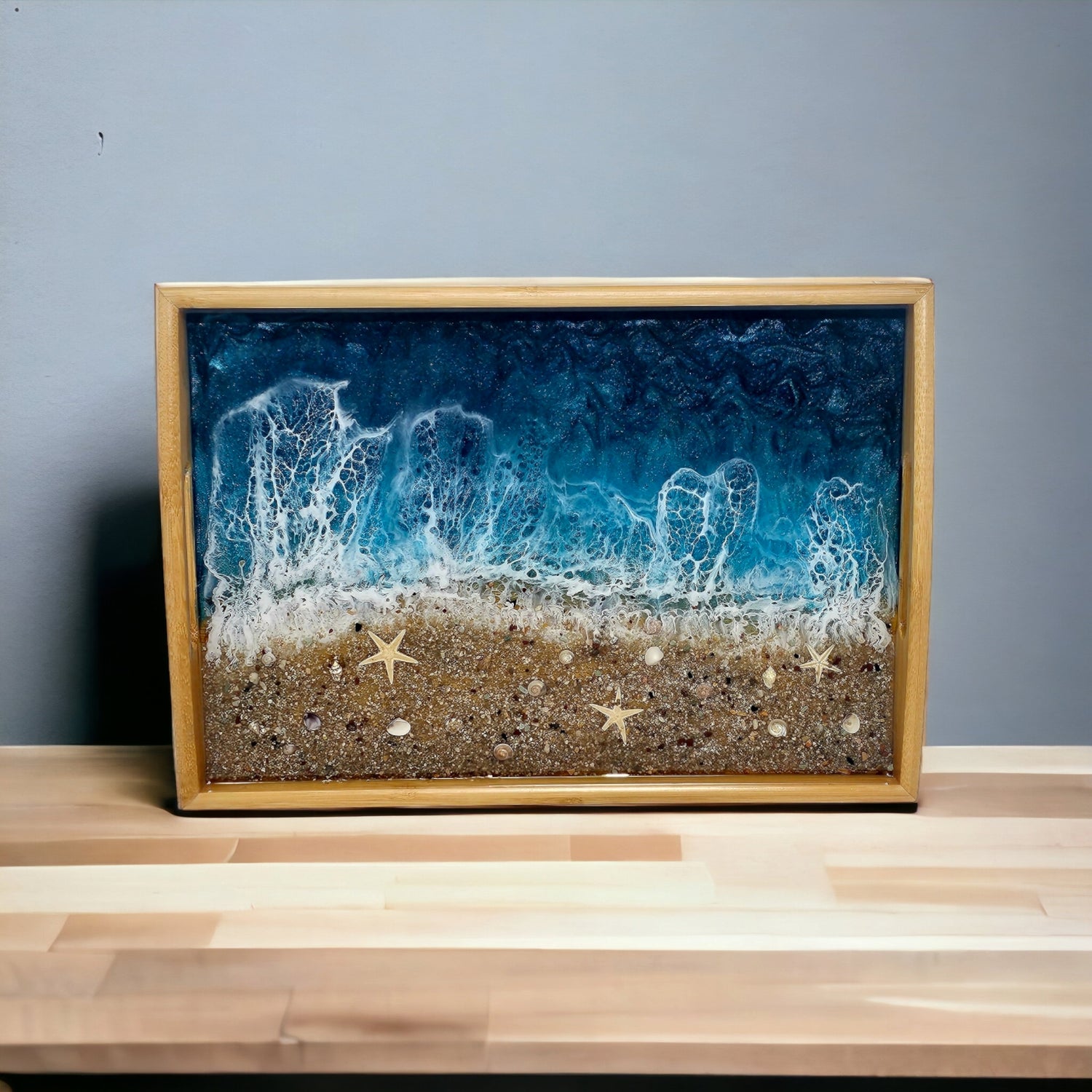 Starfish Ocean Themed Bamboo & Resin Tea Tray – Resin Art Kailua