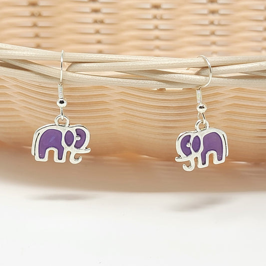 Earrings- Purple Elephants