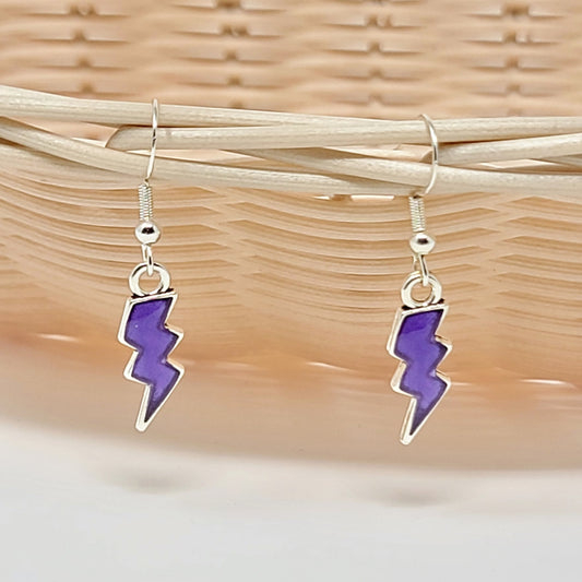 Earrings- Purple Lightning Bolts