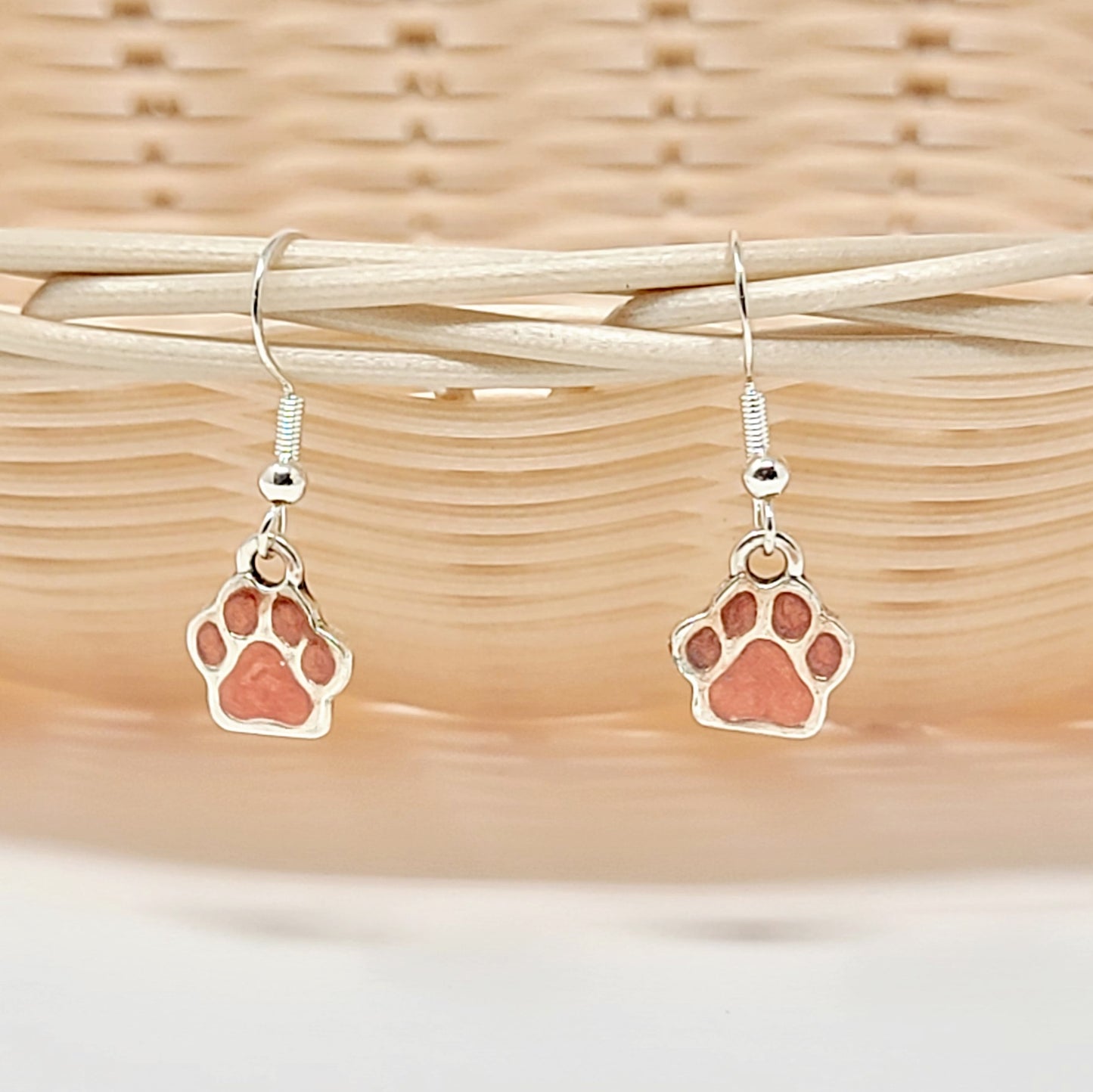 Earrings- Orange Paw Prints